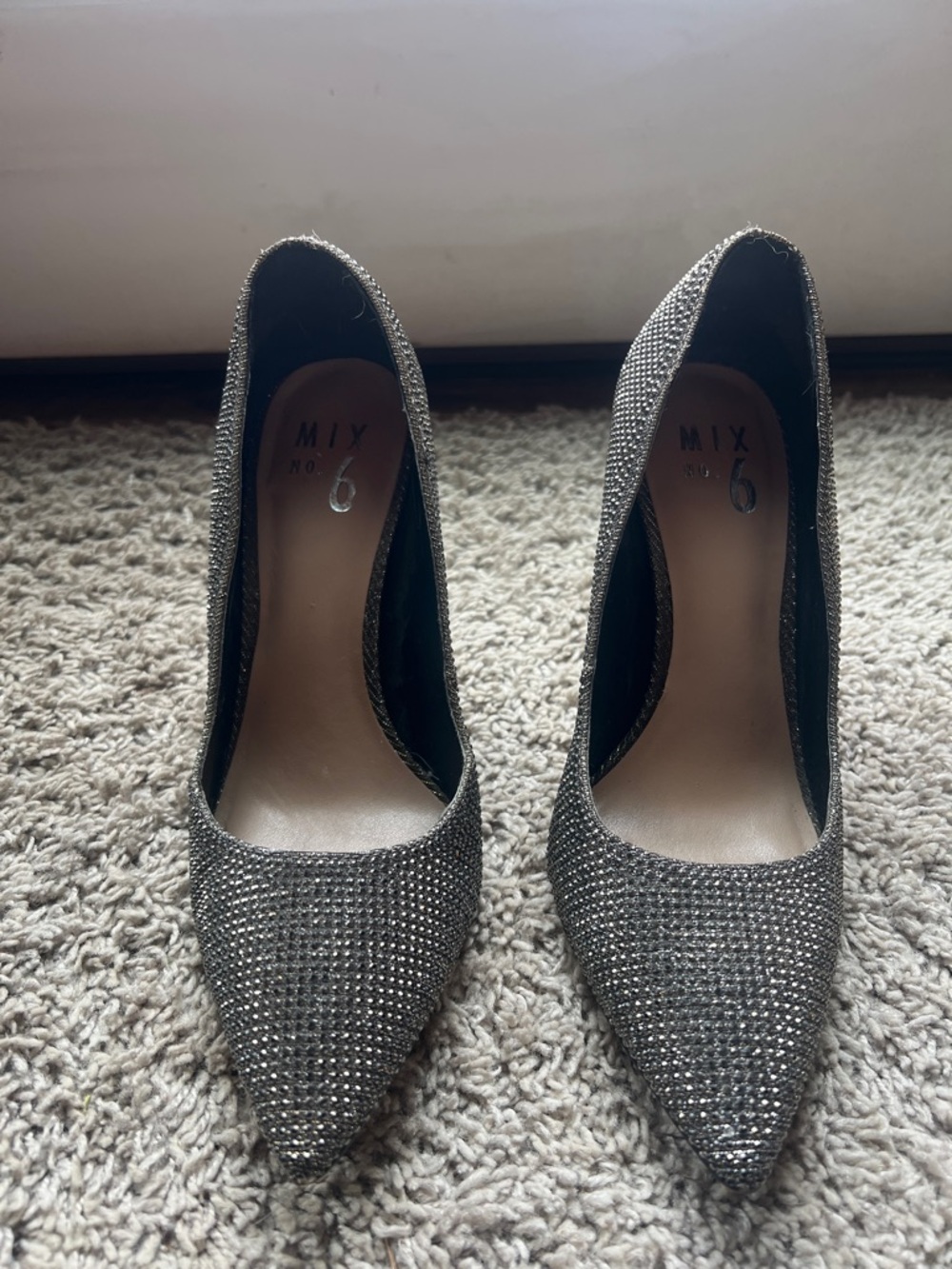 Mix No. 6 Gunmetal Crystal Pointed Toe Heels